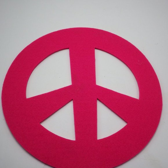 Felt Peace Sign Neon Pink Stiff Wall Art Hippie Craft  1970 11 inch - Picture 1 of 9
